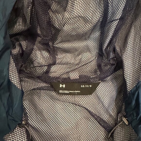 UNDER ARMOUR MENS LARGE BLUE HOODED RAIN JACKET COAT NWOT - Picture 7 of 9